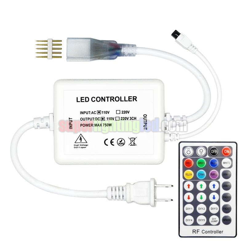 AC110/220V 750W, 28Keys IR LED Controller, For Bridge Lighting Project, Connect 110V 41Ft High Voltage Waterproof RGB LED Light Strips